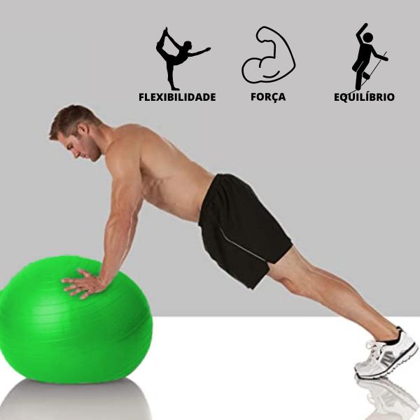 Imagem de Bola Verde 75 cm sem Bomba Fitness para Pilates Yoga Ioga Fisioterapia Ginástica Alongamento Plástico Pvc