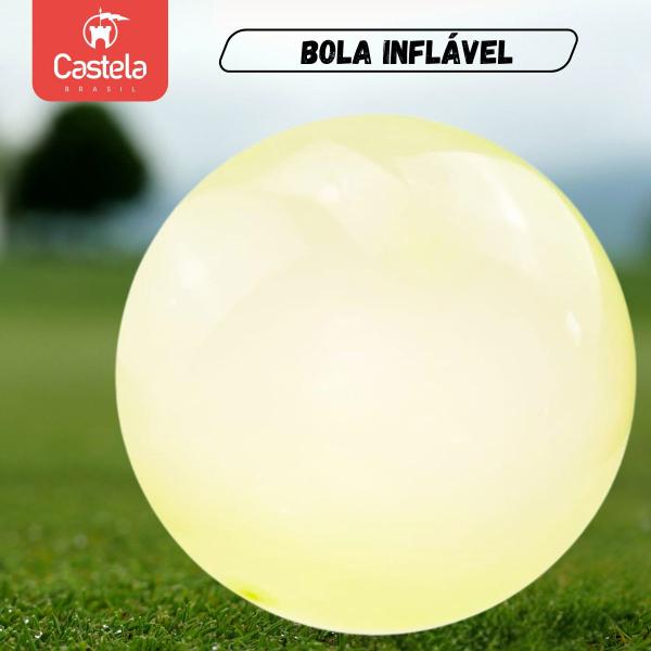 Imagem de Bola Verde Inflável Bolha Infantil Com Pino Elastica Macio Divertido Castela