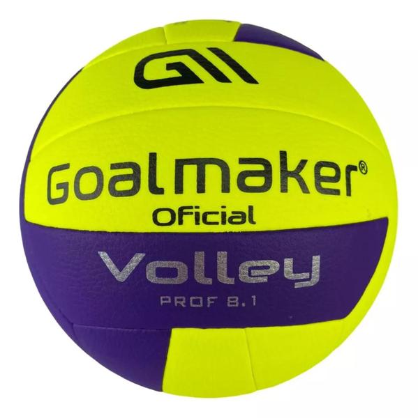 Imagem de Bola Volei 8.1 Goalmaker Quadra Macia Oficial Amarela Roxa