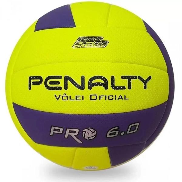 Imagem de Bola Vôlei Oficial Penalty PRO 6.0 X - Amarela/Azul