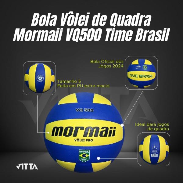 Imagem de Bola Vôlei Quadra Oficial Mormaii VQ500 Time Brasil 2024