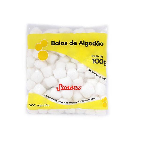 Imagem de Bolas de Algodão Sussex 100g, Branco - Kit com 5 Pacotes