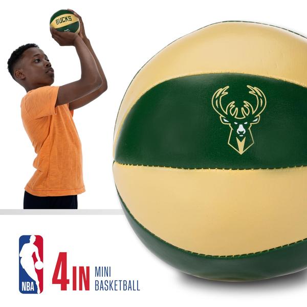 Imagem de Bolas de basquete de brinquedo Franklin Sports NBA Milwaukee Bucks, pacote com 2