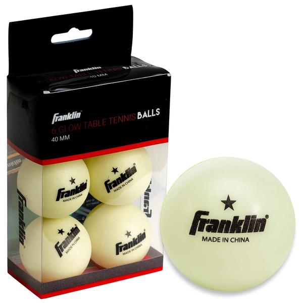 Imagem de Bolas de pingue-pongue Franklin Sports Glow in The Dark, 40 mm, pacote com 6