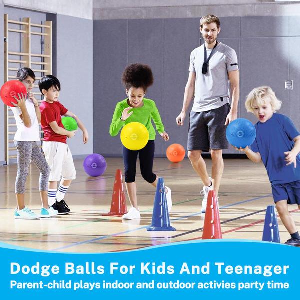 Imagem de Bolas de playground Dodgeball BallFun, 21,6 cm, pacote com 6, bomba e bolsa