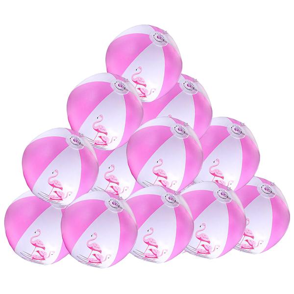 Imagem de Bolas de praia Big Mo's Toys Flamingo Pink infláveis, pacote com 12