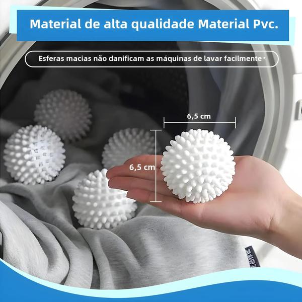 Imagem de Bolas de Secador de Roupa Reutilizáveis (4 Peças) - Amaciante de Tecido em PVC