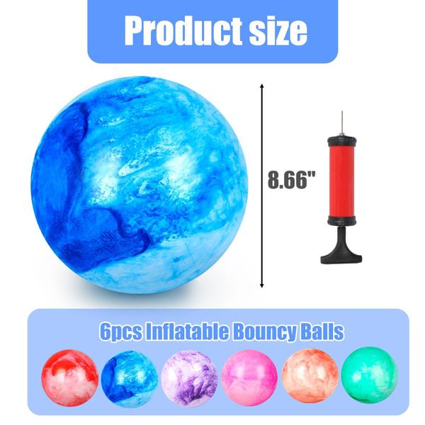 Imagem de Bolas infláveis Bouncy Balls FUTUREPLUSX 6PCS com bomba para crianças