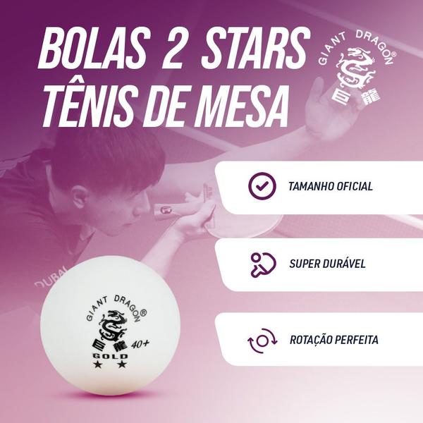 Imagem de Bolas Tênis de Mesa Giant Dragon Gold  2 Estrelas 06und - Branco