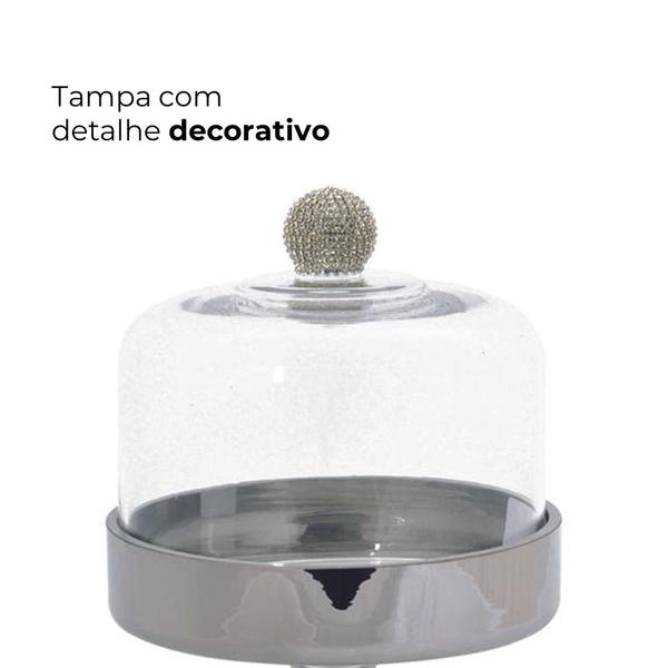 Boleira Bailarina Cake com Cúpula Suporte Prata Cromus 30x15x15cm Imagem de Boleira Bailarina Cake com Cúpula Suporte Prata Cromus 30x15x15cm