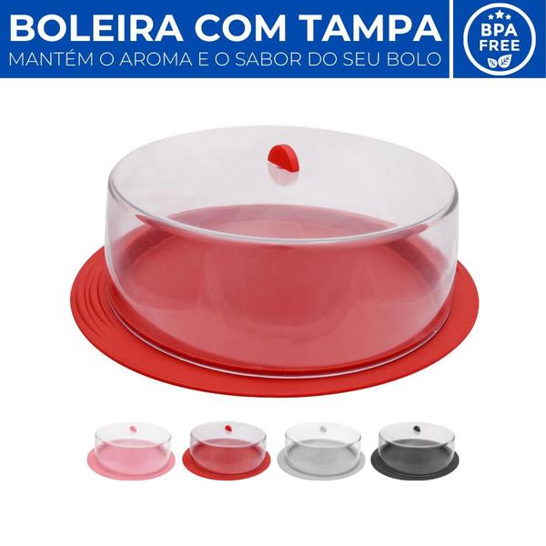 Imagem de Boleira c/ Tampa Plástica Bolos Doces Gourmet Decoração 30cm