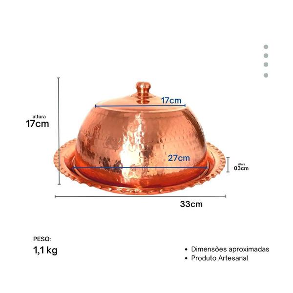 Imagem de Boleira Cloche De Cobre Puro Classic Com Cúpula