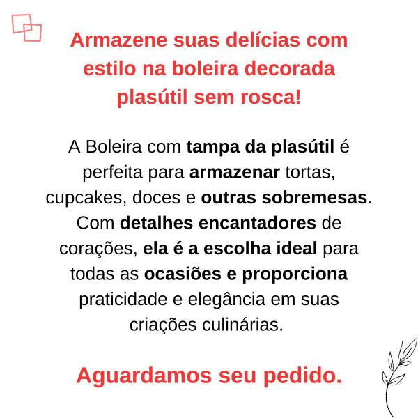 Imagem de Boleira com Tampa Sem Rosca Para Sobremesas Decorada Coração Plasutil