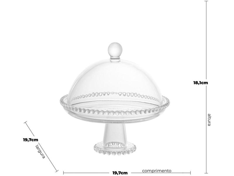 Imagem de Boleira de Cristal Redonda com Tampa Wolff - Pearl 19,5cm