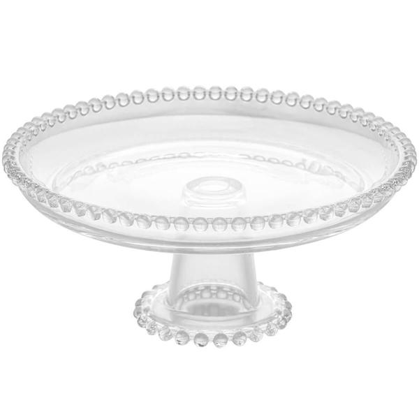 Imagem de Boleira de Cristal Wolff Pearl 20x9cm Prato Redondo com Pedestal Pequeno Bolo Pudim