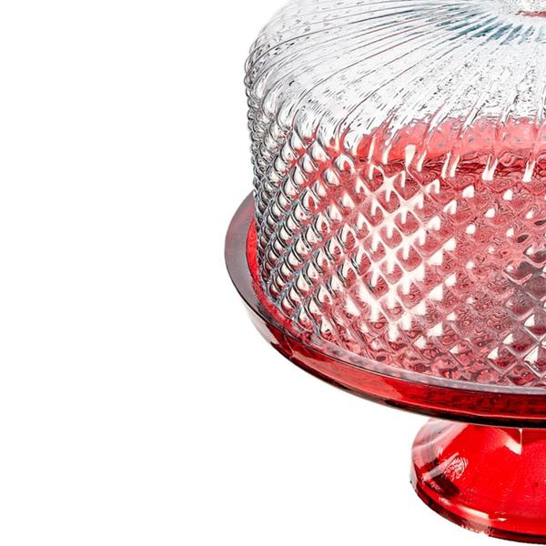 Boleira de Vidro com Pé e Tampa Bico de Jaca 28cm Vermelha Vitazza Prato para Bolo e Doces, Decoração de Festas e Mesa Posta Elegante e Sustentável Imagem de Boleira de Vidro com Pé e Tampa Bico de Jaca 28cm Vermelha Vitazza Prato para Bolo e Doces, Decoração de Festas e Mesa Posta Elegante e Sustentável
