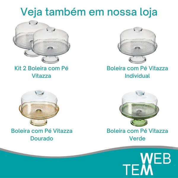 Imagem de Boleira de Vidro com Pé e Tampa Vitazza 28cm Vermelha Prato para Bolo e Doces, Decoração de Festas e Mesa Posta Elegante e Sustentável