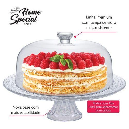 Imagem de Boleira De Vidro Com Tampa E Pé Home Special Prato Porta Bolo Torta