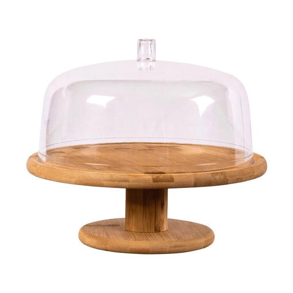 Boleira Em Bambu Com Cúpula E Base Com Pé 27.5cm Ou Imagem de Boleira Em Bambu Com Cúpula E Base Com Pé 27.5cm Ou