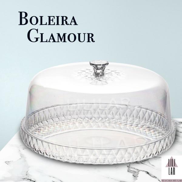 Imagem de Boleira Glamour Prato e Tampa Cristal Porta Bolo Torteira