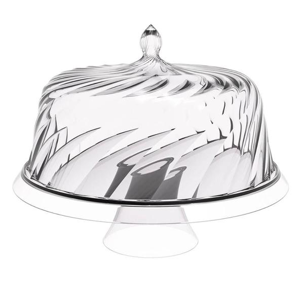 Boleira Porta Bolo com Cúpula e Pé 25cm Transparente Glassy Crippa Doces Petiscos Imagem de Boleira Porta Bolo com Cúpula e Pé 25cm Transparente Glassy Crippa Doces Petiscos