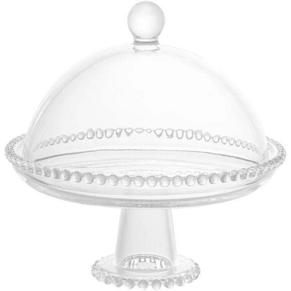 Boleira Wolff Prato para Queijo 19,5cm Cristal com Pé e Tampa Pearl Mesa Posta Incolor Imagem de Boleira Wolff Prato para Queijo 19,5cm Cristal com Pé e Tampa Pearl Mesa Posta Incolor