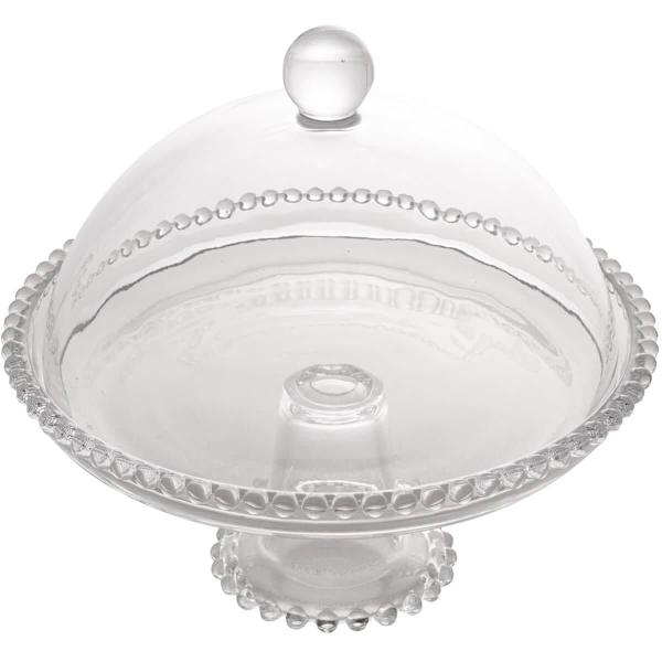 Boleira Wolff Prato para Queijo 19,5cm Cristal com Pé e Tampa Pearl Mesa Posta Incolor Imagem de Boleira Wolff Prato para Queijo 19,5cm Cristal com Pé e Tampa Pearl Mesa Posta Incolor