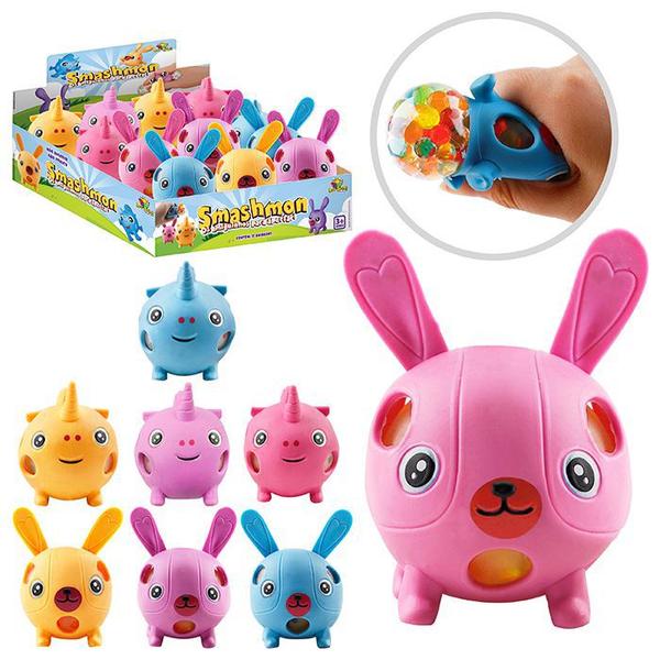 Imagem de Bolinha Coelhinho unicórnio p/ Apertar Anti Estresse Fisioterapia kit com 12 peças Coloridas