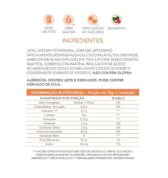 Bolinhas Doce de Leite com Coco Zero Açúcar, Zero Lactose Flormel 60g Imagem de Bolinhas Doce de Leite com Coco Zero Açúcar, Zero Lactose Flormel 60g