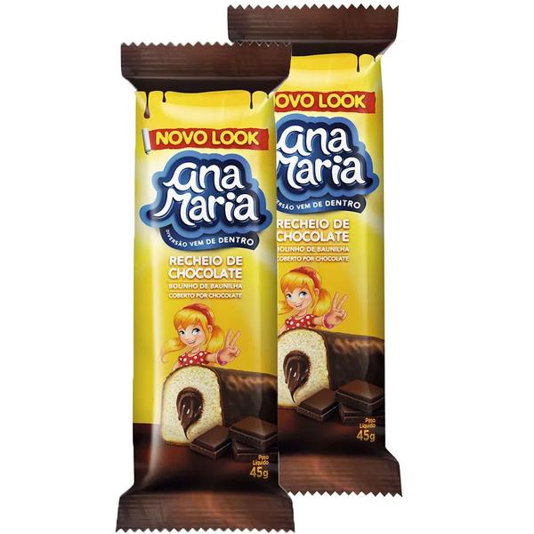 Bolinho Ana Maria Cobertura de Chocolate com 45g Kit com duas unidades Imagem de Bolinho Ana Maria Cobertura de Chocolate com 45g Kit com duas unidades