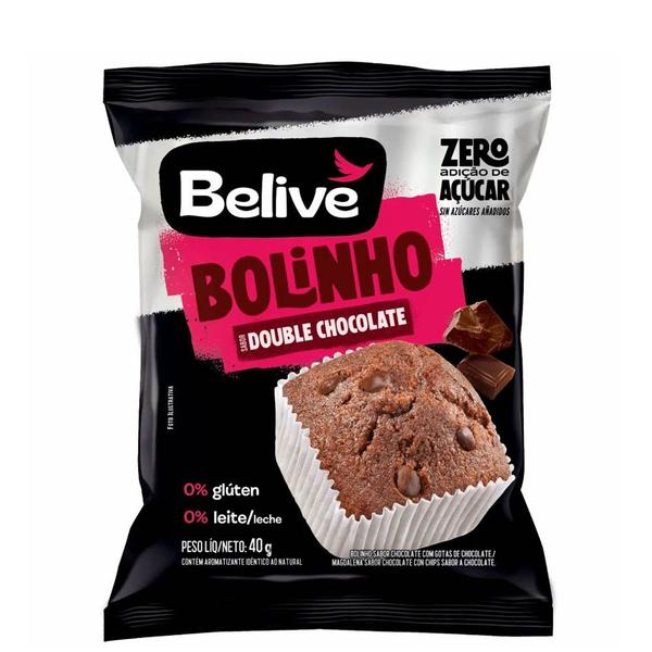 Imagem de Bolinho Belive Double Chocolate Zero Açucar 3 Caixas 10un 40g