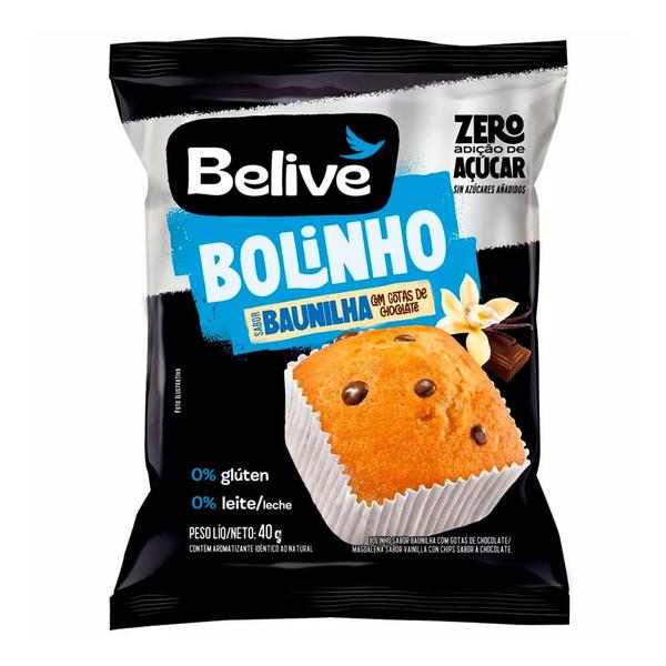 Bolinho de Baunilha com Gotas de Chocolate Belive 40g Imagem de Bolinho de Baunilha com Gotas de Chocolate Belive 40g