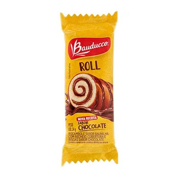 Imagem de Bolinho Roll Baunilha com Chocolate 34g c/15 - Bauducco