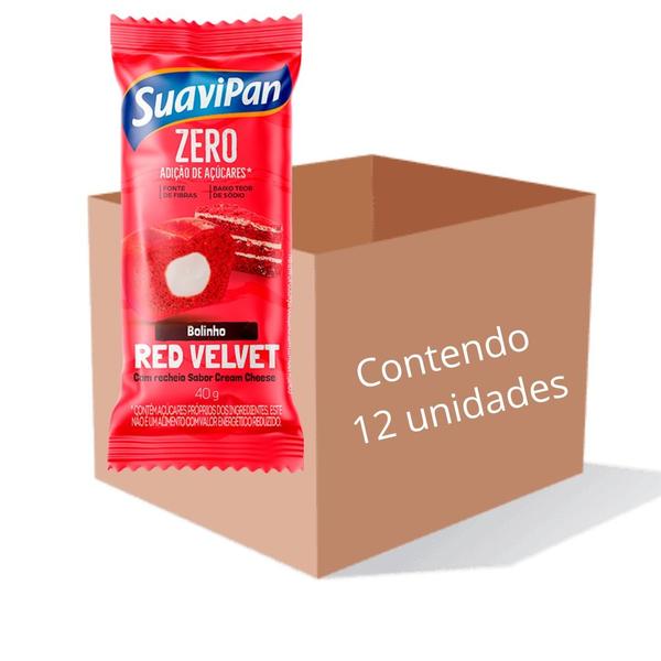 Imagem de Bolinho Suavipan Zero Açúcar Red Velvet contendo 12 unidades de 40g cada