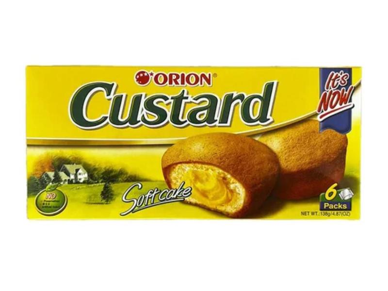 Bolo Coreano Orion Custard Soft Cake 138g - Importado Imagem de Bolo Coreano Orion Custard Soft Cake 138g - Importado