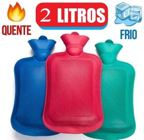 Imagem de Bolsa Água Quente Térmica Borracha Compressa Gelo 2 Litros Cólicas Coluna Músculos