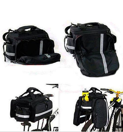 Imagem de Bolsa Alforge Expansível Para Bike Bagageiro Traseiro Preto