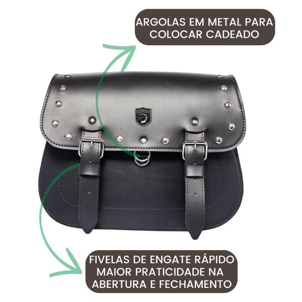 Imagem de Bolsa Alforge Lateral Custom Cravos 18 Litros + Afastador Royal Enfield Super Meteor 650