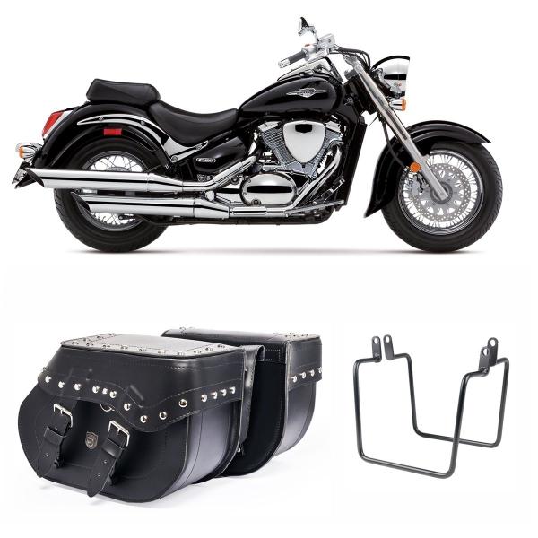 Imagem de Bolsa Alforge Moto Custom 30 Litros Cravo + Afastador Suzuki Boulevard M 800 M 1500