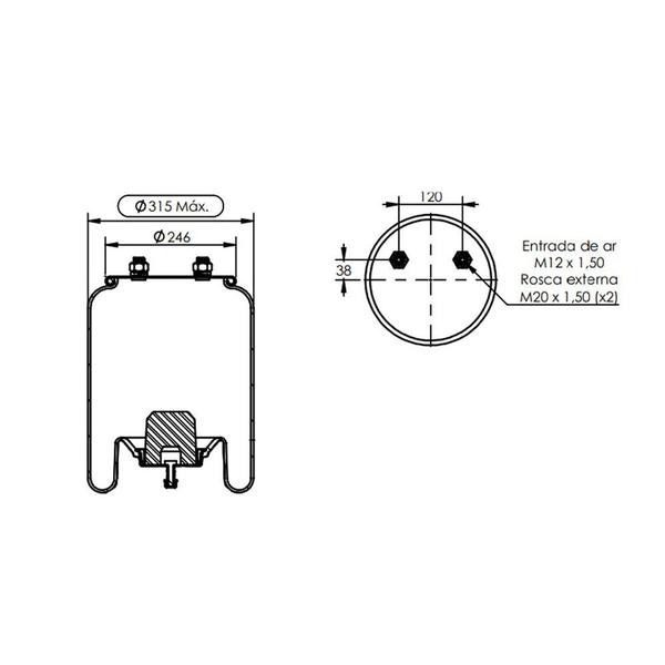 Imagem de Bolsa ar pneumática Carreta Facchini - Suspentech