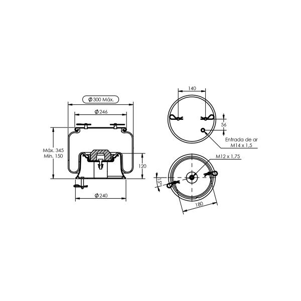 Bolsa ar pneumática dianteira SC K124 - STB507K Suspentech Imagem de Bolsa ar pneumática dianteira SC K124 - STB507K Suspentech