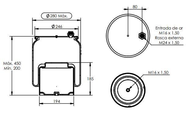 Imagem de Bolsa ar pneumática MB Axor Actros - ST338K Suspentech