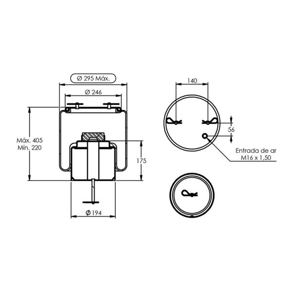 Imagem de Bolsa Ar Suspensão Eixo para Ônibus Scania K250 / K310 - Traseiro - Completa (2024290 / 2024287)