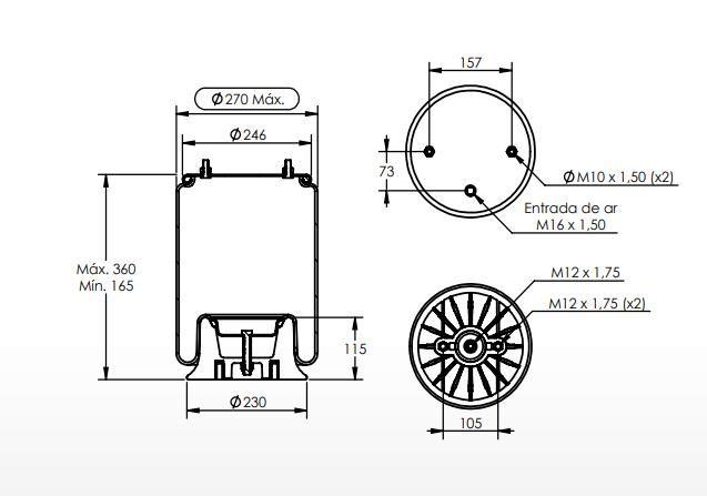 Imagem de Bolsa ar Suspensor Truck SC serie 4 5 6 - ST030K Suspentech