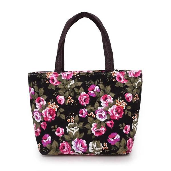 Bolsa Balde de Lona com Estampa Floral - Bolsa de Compras Durável para Mulheres Imagem de Bolsa Balde de Lona com Estampa Floral - Bolsa de Compras Durável para Mulheres