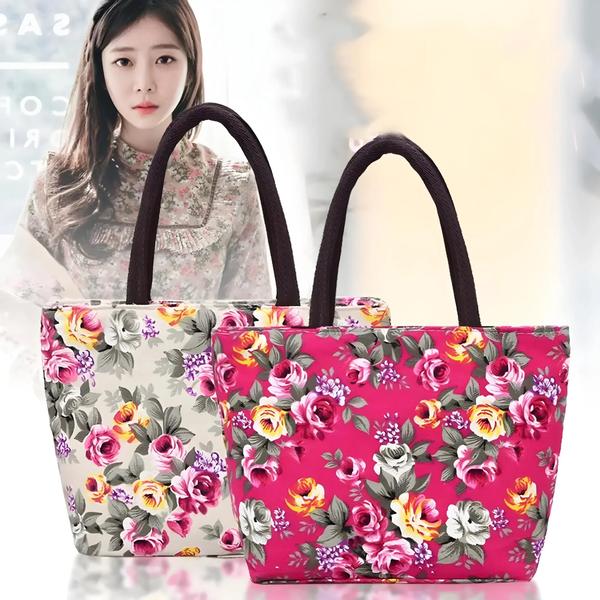 Bolsa Balde de Lona com Estampa Floral - Bolsa de Compras Durável para Mulheres Imagem de Bolsa Balde de Lona com Estampa Floral - Bolsa de Compras Durável para Mulheres