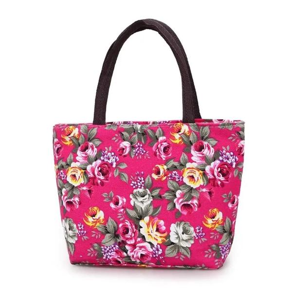Bolsa Balde de Lona com Estampa Floral - Bolsa de Compras Durável para Mulheres Imagem de Bolsa Balde de Lona com Estampa Floral - Bolsa de Compras Durável para Mulheres