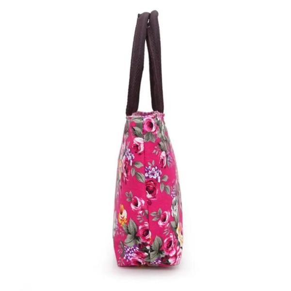 Imagem de Bolsa Balde de Lona com Estampa Floral - Bolsa de Compras Durável para Mulheres