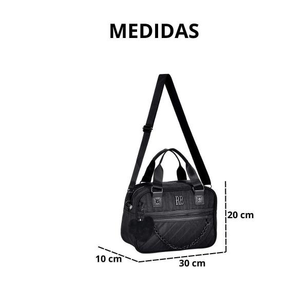 Imagem de Bolsa Baú Preta Feminina Rebecca Bonbon Transversal Corrente RB2972PT