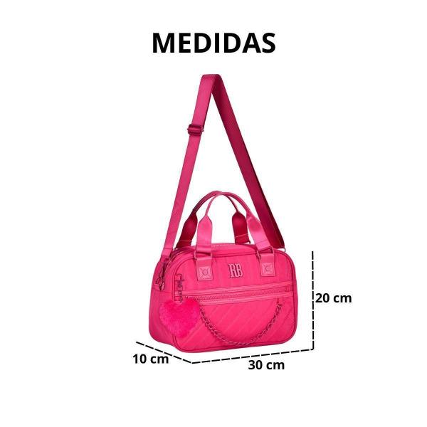 Imagem de Bolsa Baú Rosa Feminina Rebecca Bonbon Transversal Corrente